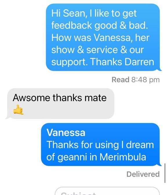 Sean's review of Vanessa in Meriimbula