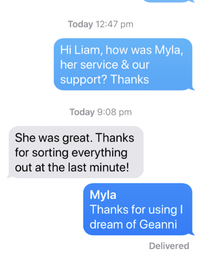 Review of Liam for Myla at Canyonleigh