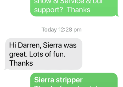 Nicholas review of Sierra as their Stripper at Thredbo