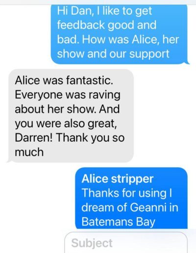 Dan review of Alice as their Stripper in Batemans Bay