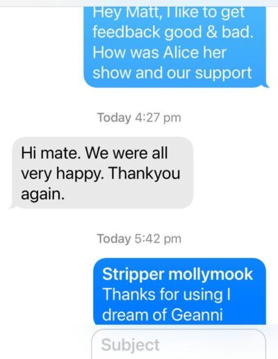 Matt review of Alice as their Stripper in Mollymook